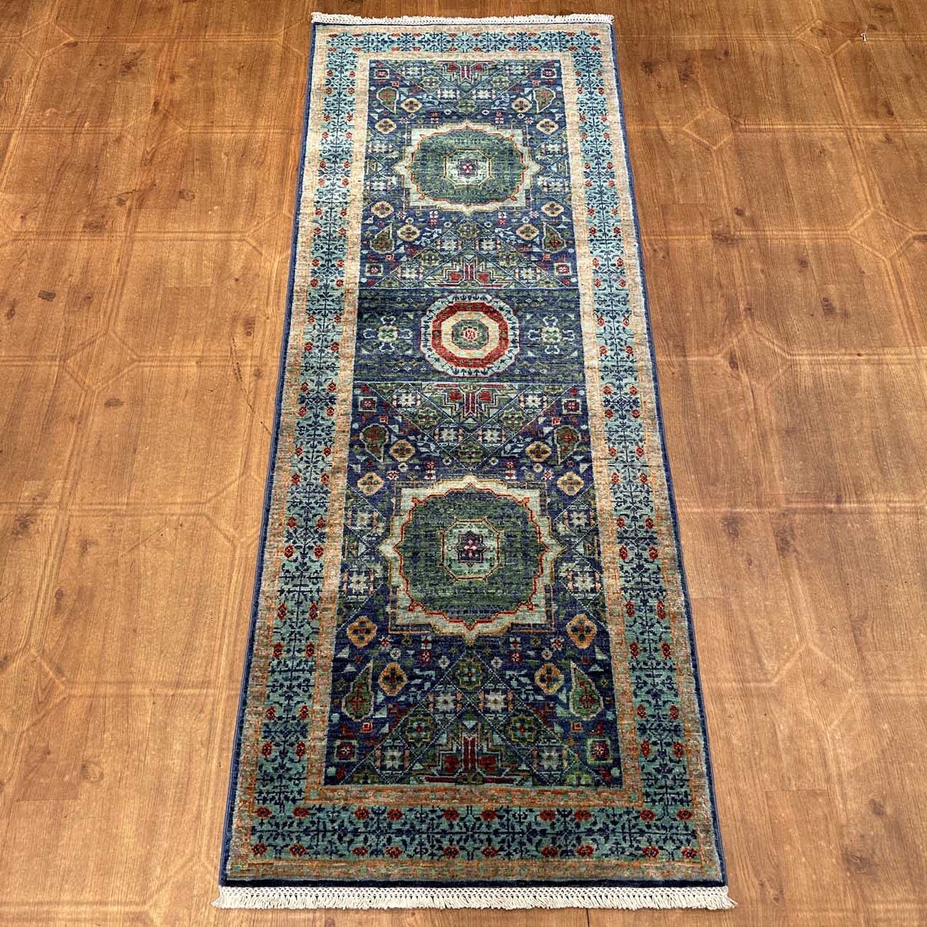 El Dokuma Memlük Yün Yolluk Halı (80x200 cm) - Görsel 8