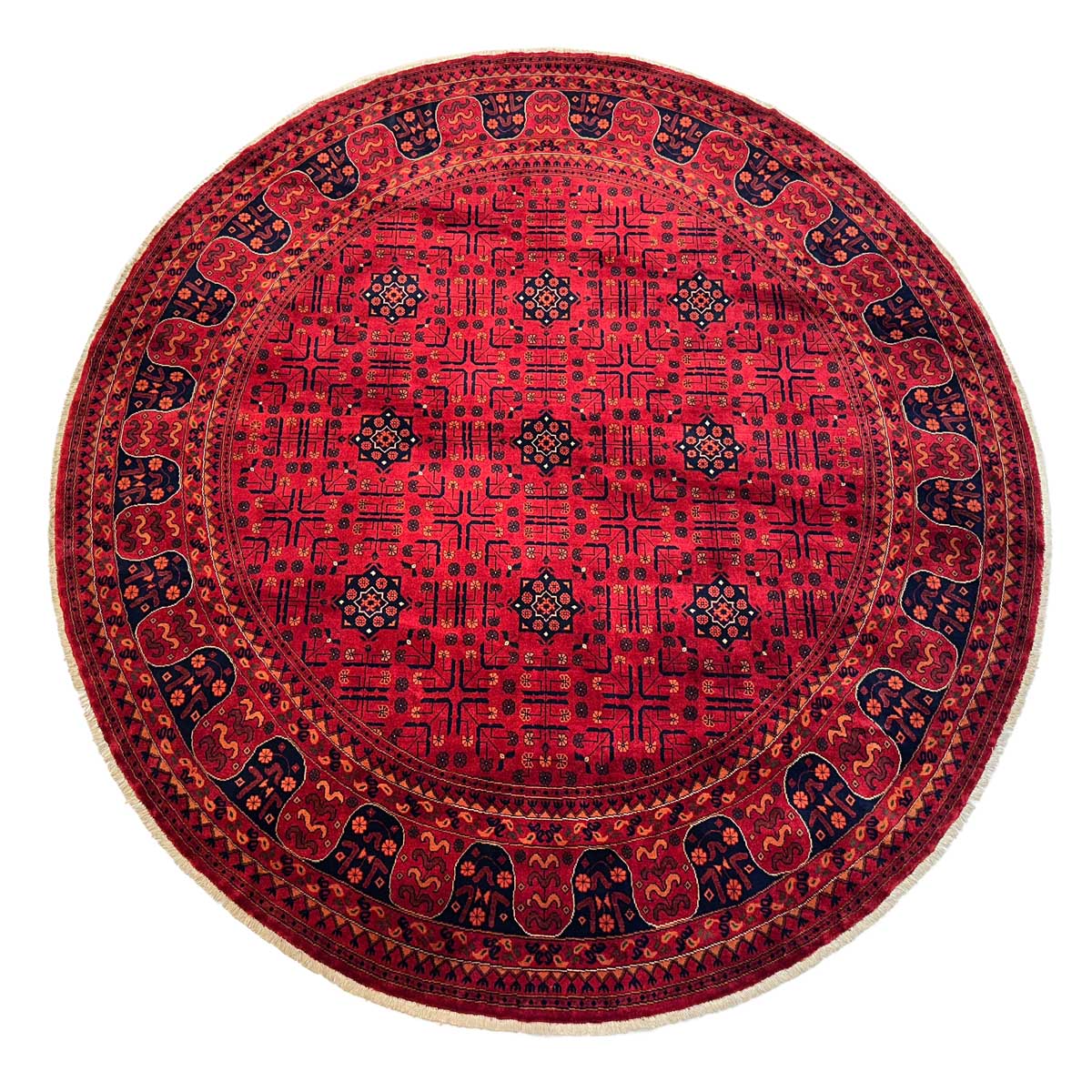 El Dokuma Afgan Khal Muhammadi Yuvarlak Yün Halı (280x280 cm)