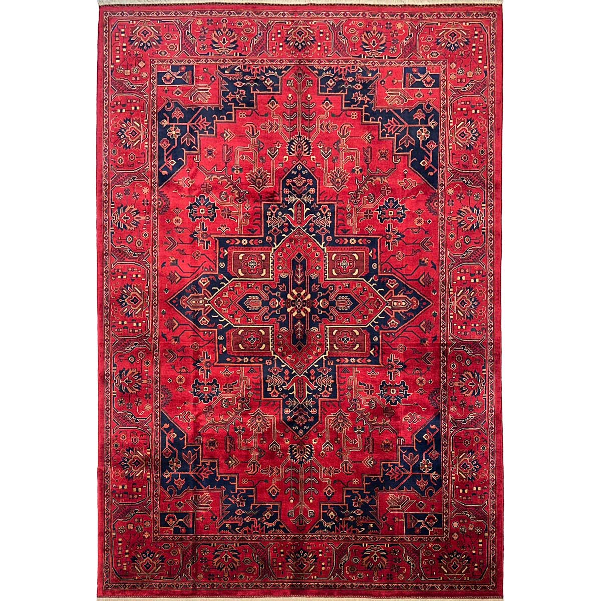 El Dokuma Afgan Heris Madalyon Yün Halı (200x300 cm)