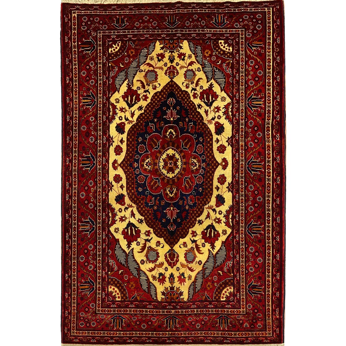 El Dokuma Madalyon Afgan Bilicik Yün Halı (120x200 cm)