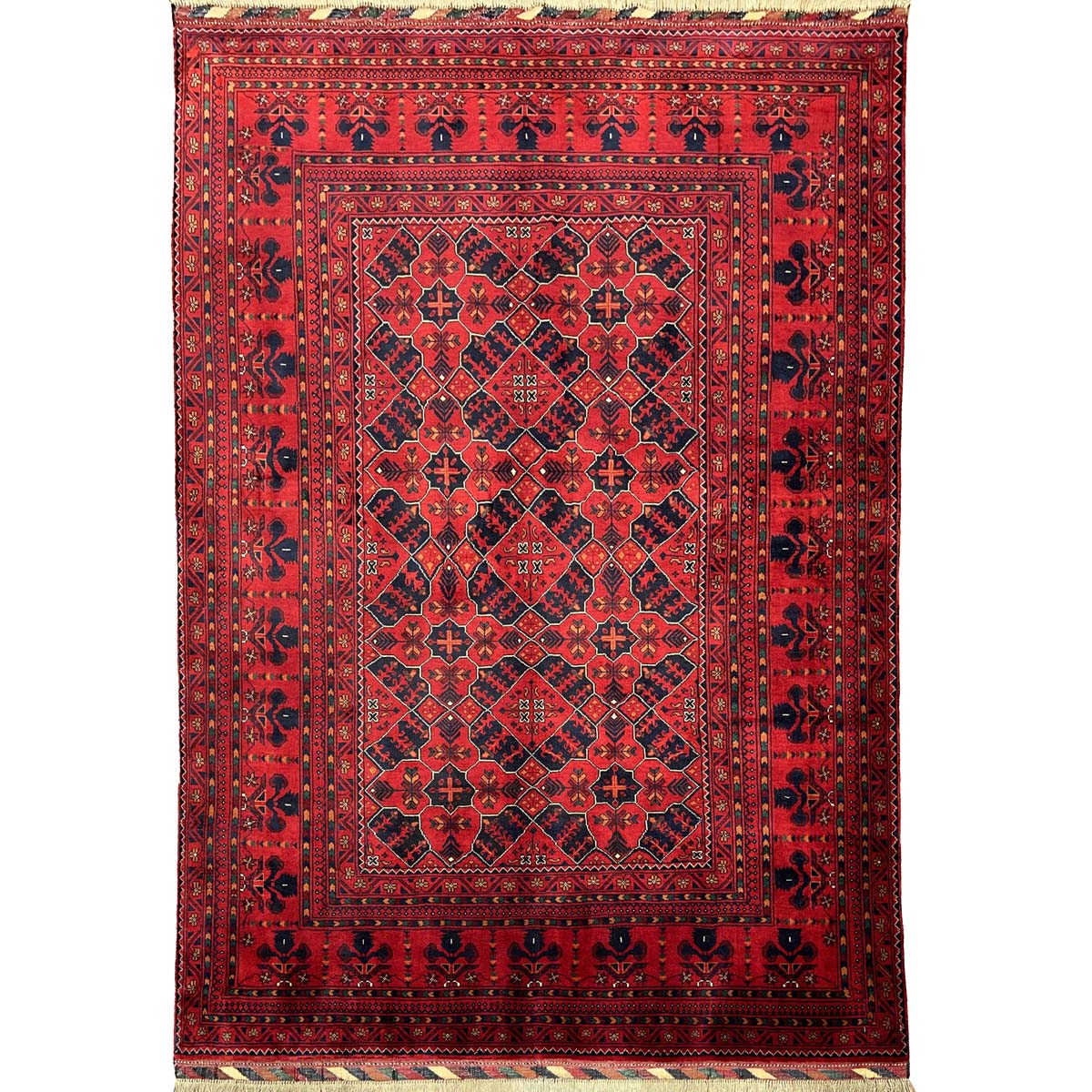 El Dokuma Kırmızı Afgan Bilicik İnce Dokuma Yün Halı (150x190 cm)