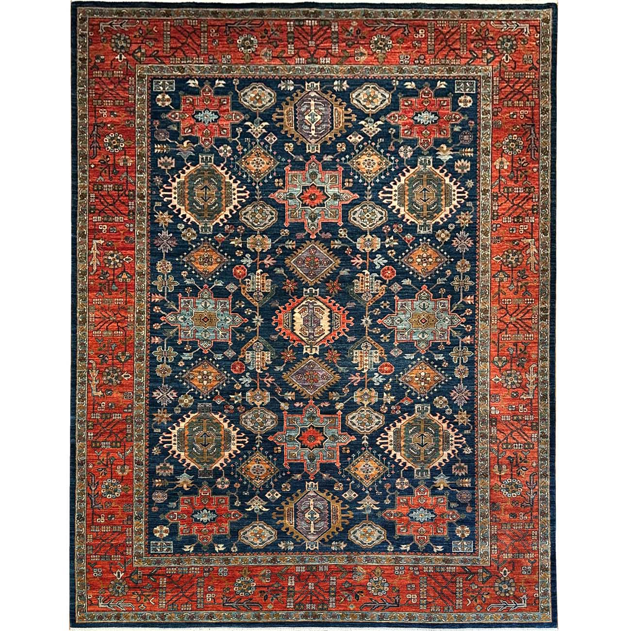 El Dokuma Mavi İran Koraca Yün Halı (300x420 cm)