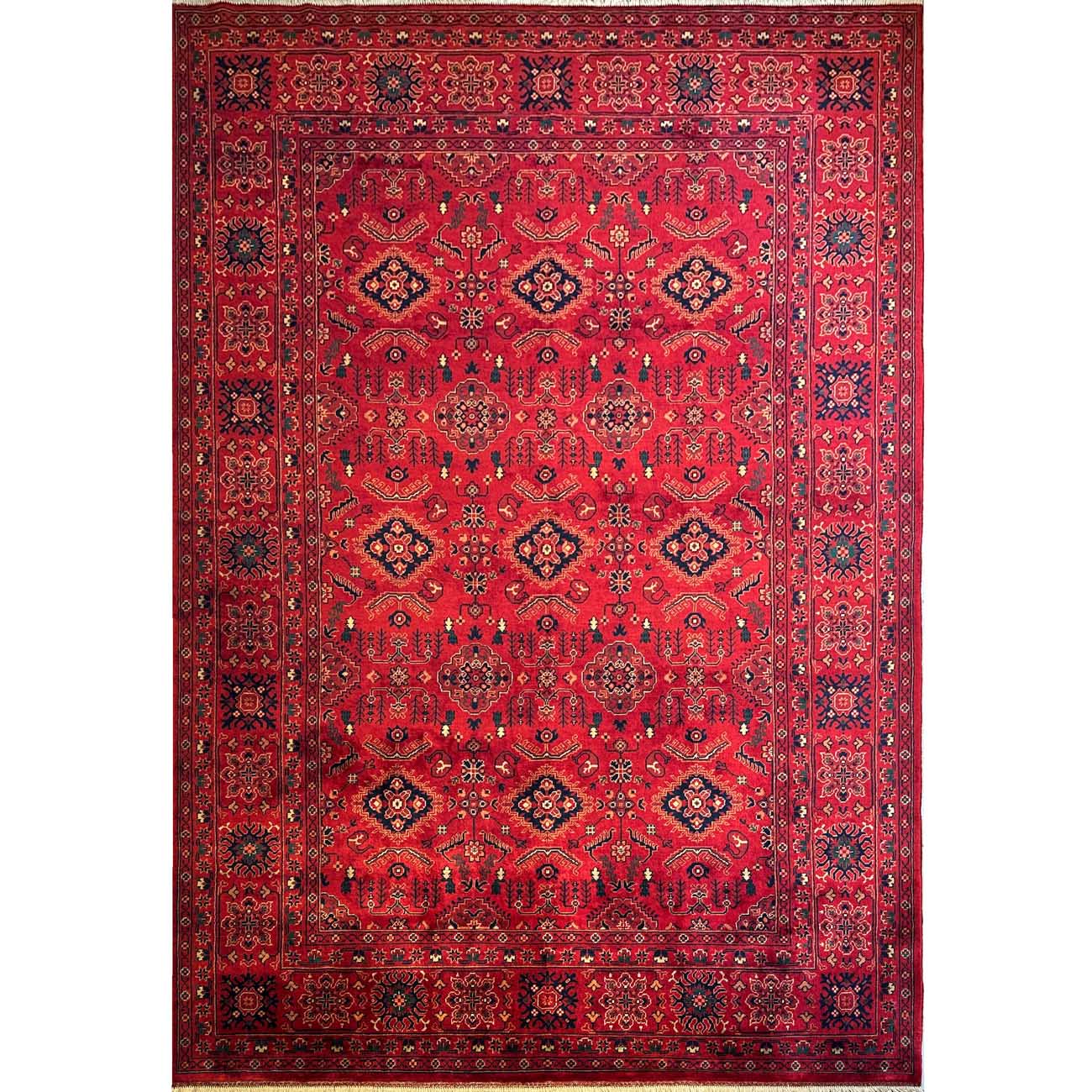 El Dokuma Kırmızı Afgan Khal Mohammadi Yün Halı (185x270 cm)