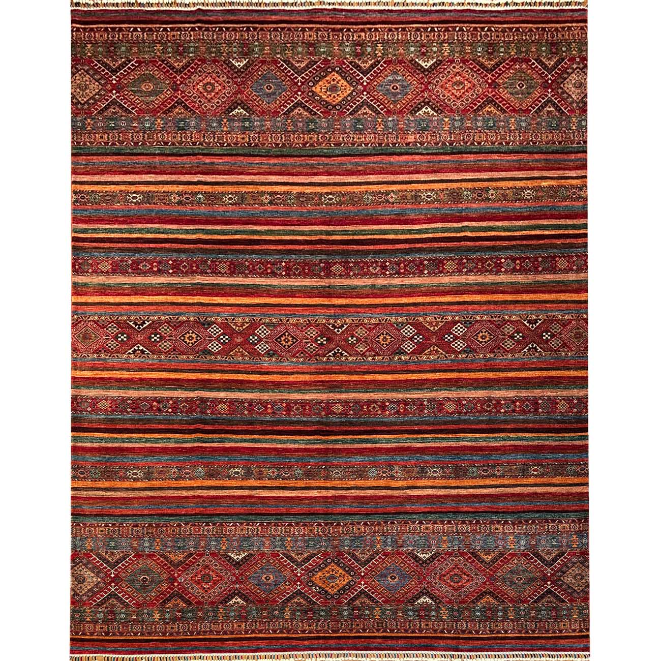 El Dokuma Çizgili Horcin Kabile Yün Halı (300x400 cm)