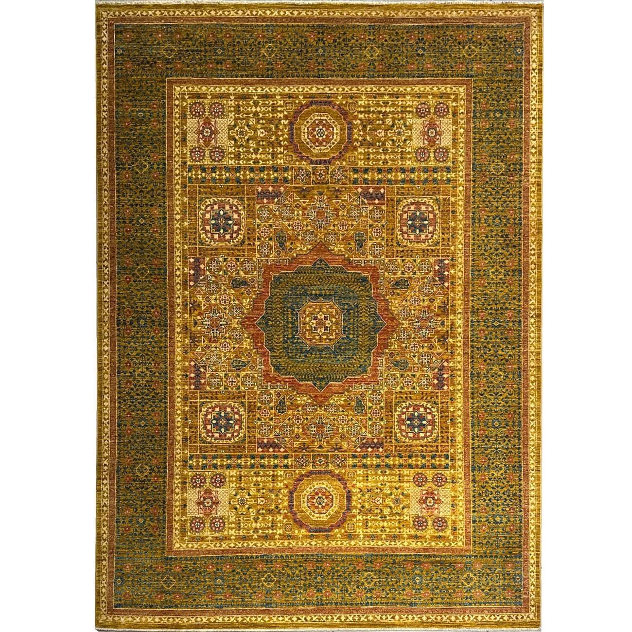 El Dokuma Sarı Premium Memlük Yün Halı (175x240 cm)