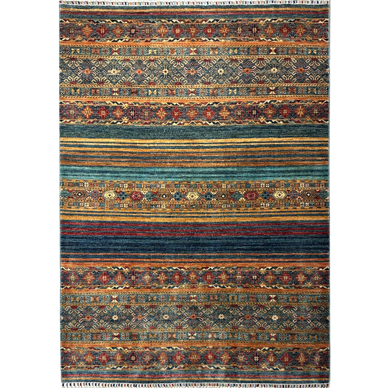 El Dokuma Çizgili Horcin Kabile Yün Halı (175x230 cm)