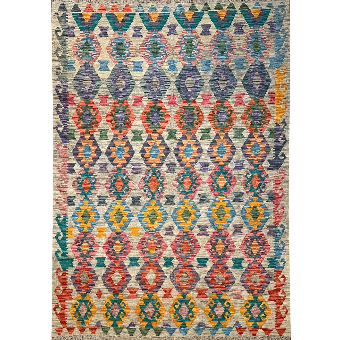 El Dokuma Renkli Anadolu Desenli Yün Kilim (175x245 cm)