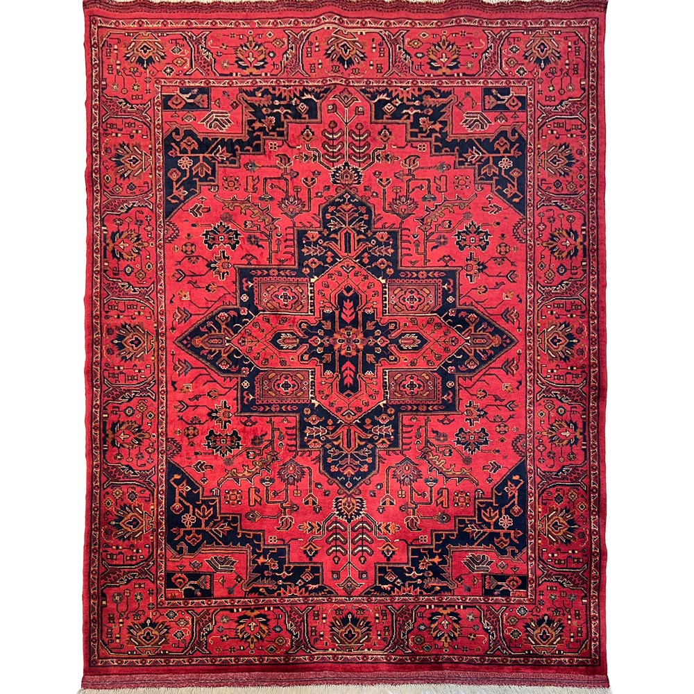 El Dokuma Afgan Heris Madalyon Yün Halı (155x205 cm)
