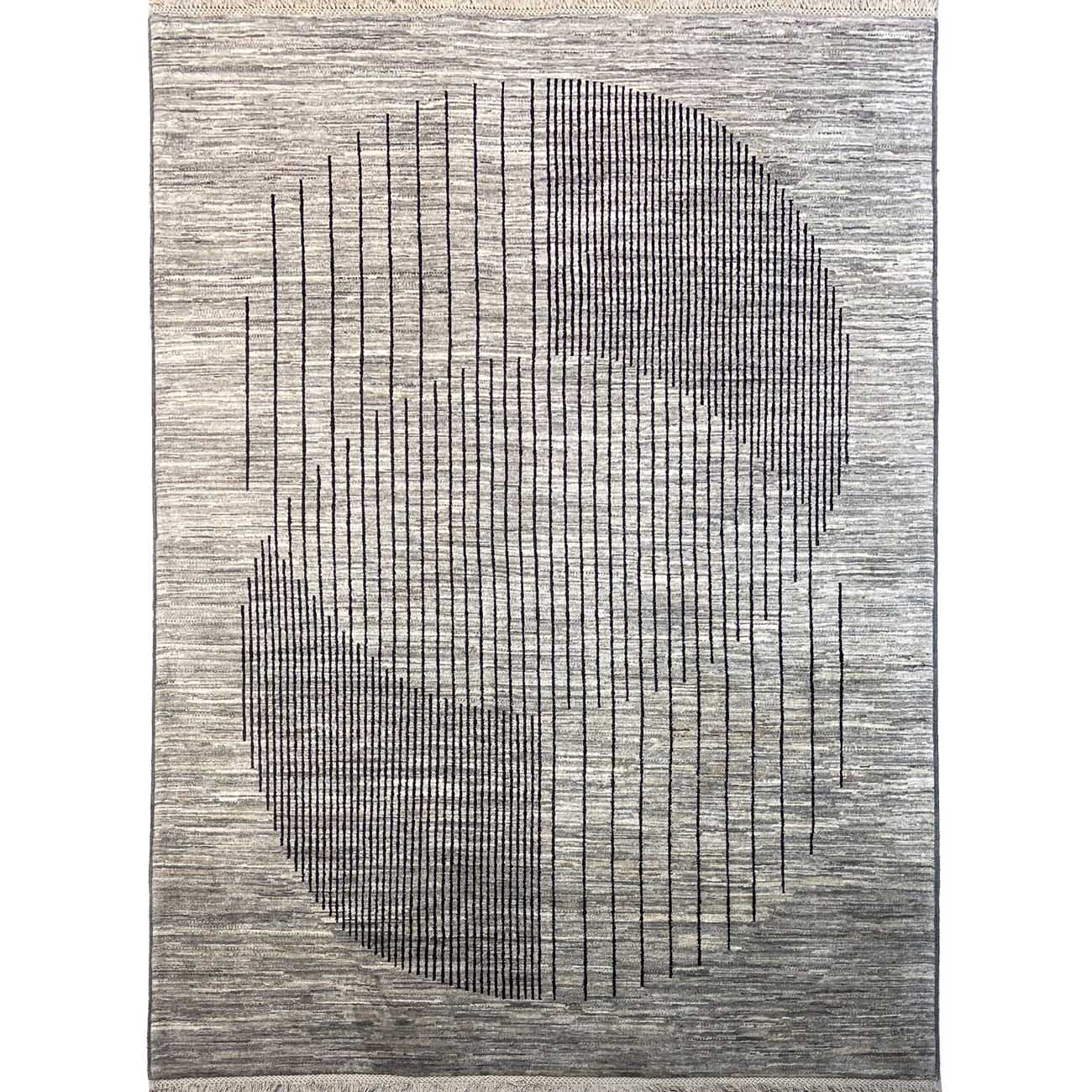 El Dokuma Modern Natural Gri Yün Halı (155x215 cm)