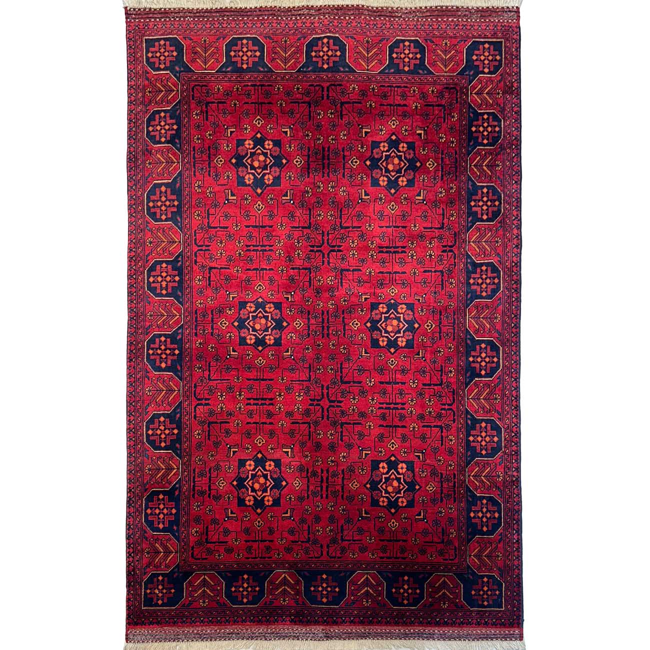 El Dokuma Kırmızı Afgan Khal Mohammadi Yün Halı (120x190 cm)