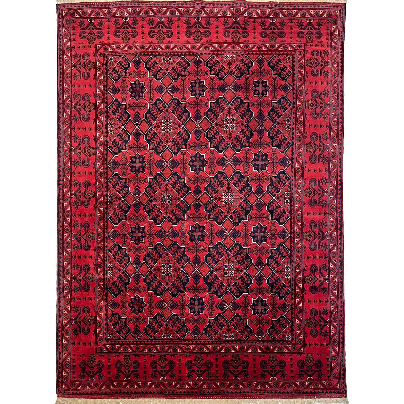 El Dokuma Kırmızı Afgan Türkmen Yün Halı (150x200 cm)