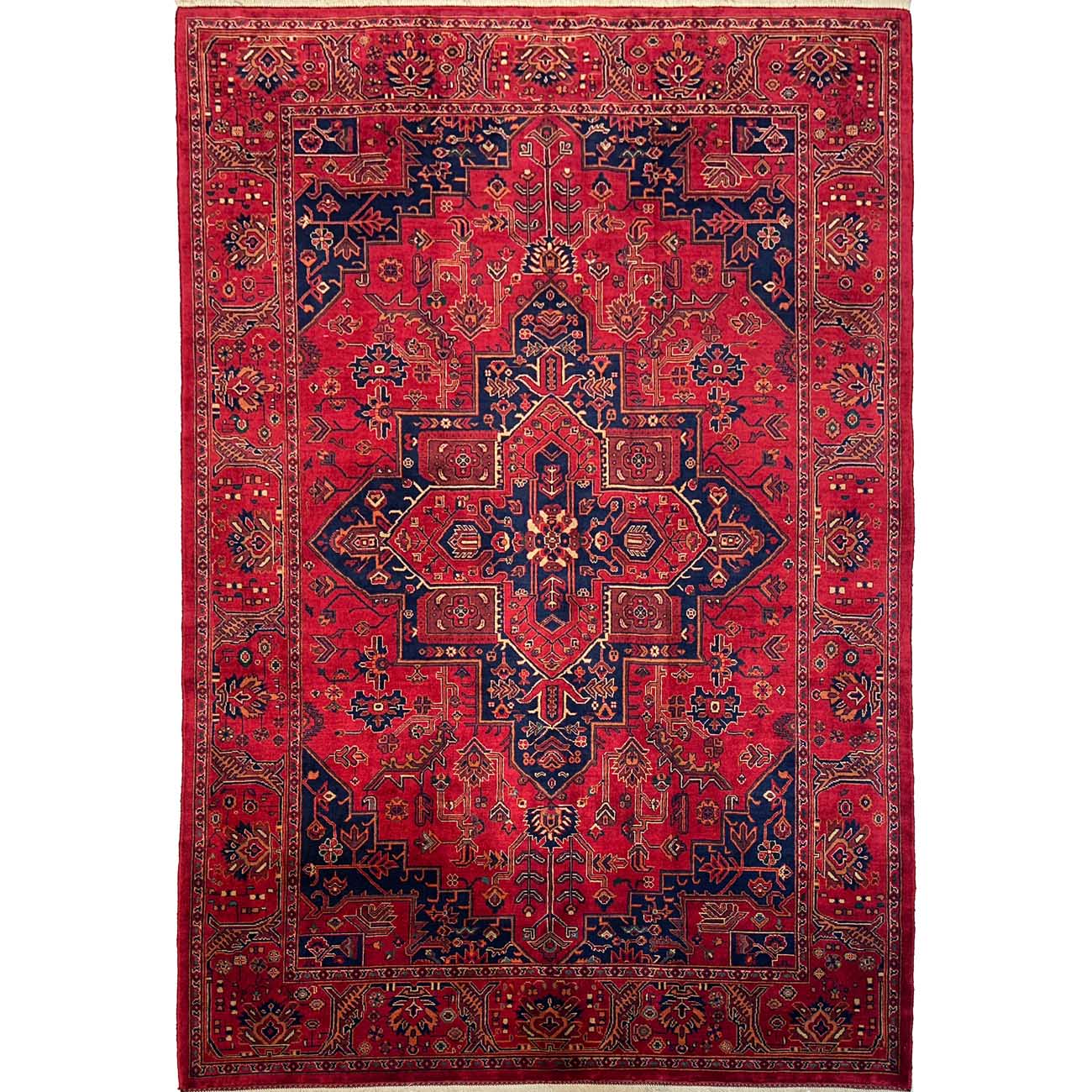 El Dokuma Madalyon Afgan Khal Mohammadi Yün Halı (190x275 cm)