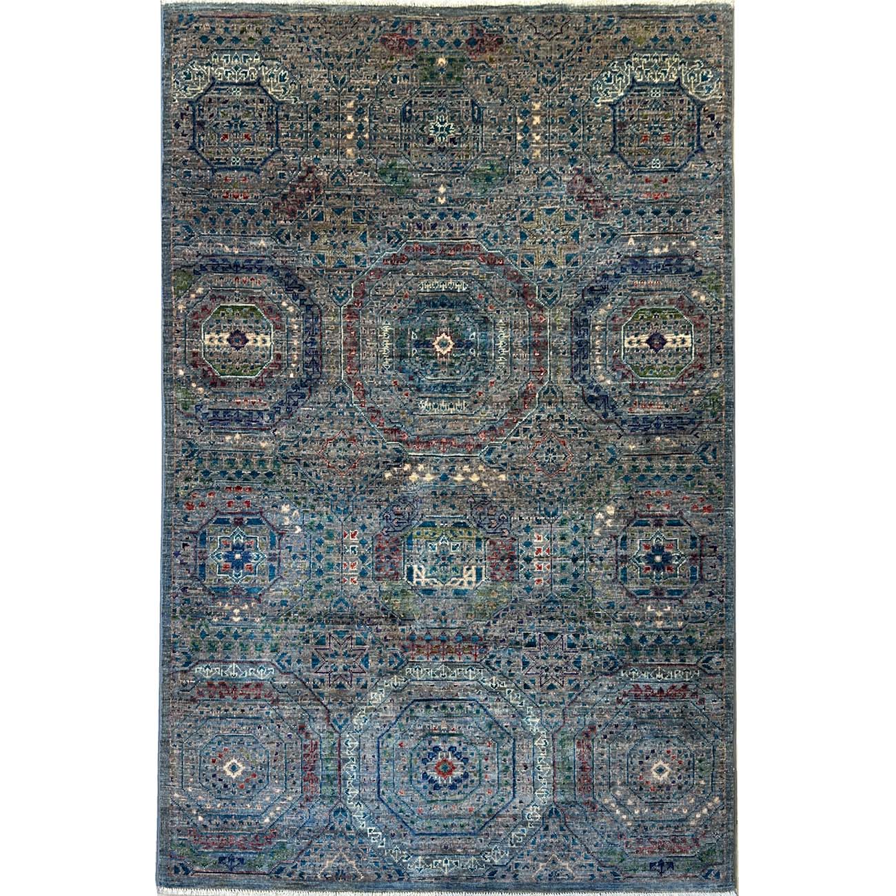 El Dokuma Mavi Premium Memlük Yün Halı (100x150 cm)