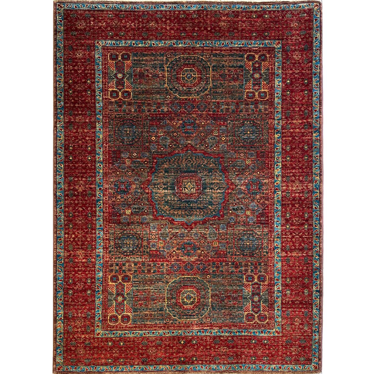 El Dokuma Bordo Premium Memlük Yün Halı (105x150 cm)