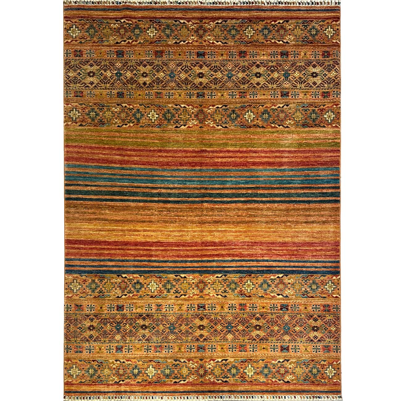 El Dokuma Çizgili Horcin Kabile Yün Halı (165x240 cm)