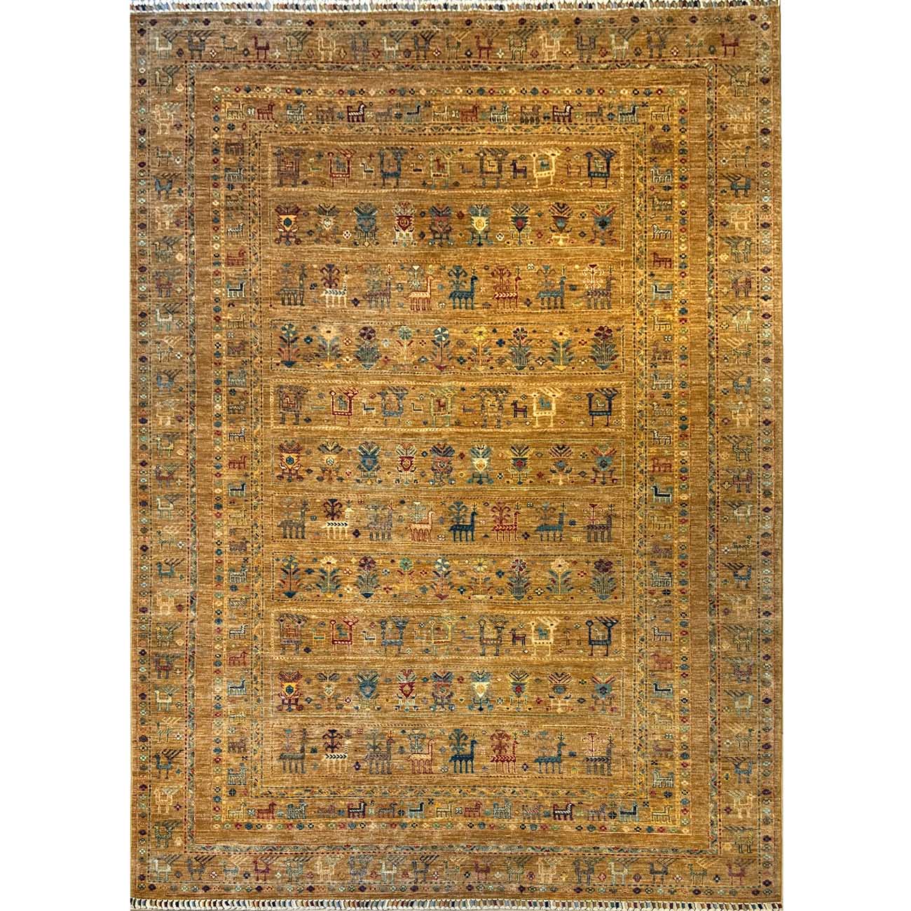 El Dokuma Figürlü Afgan Kabile Yün Halı (200x300 cm)