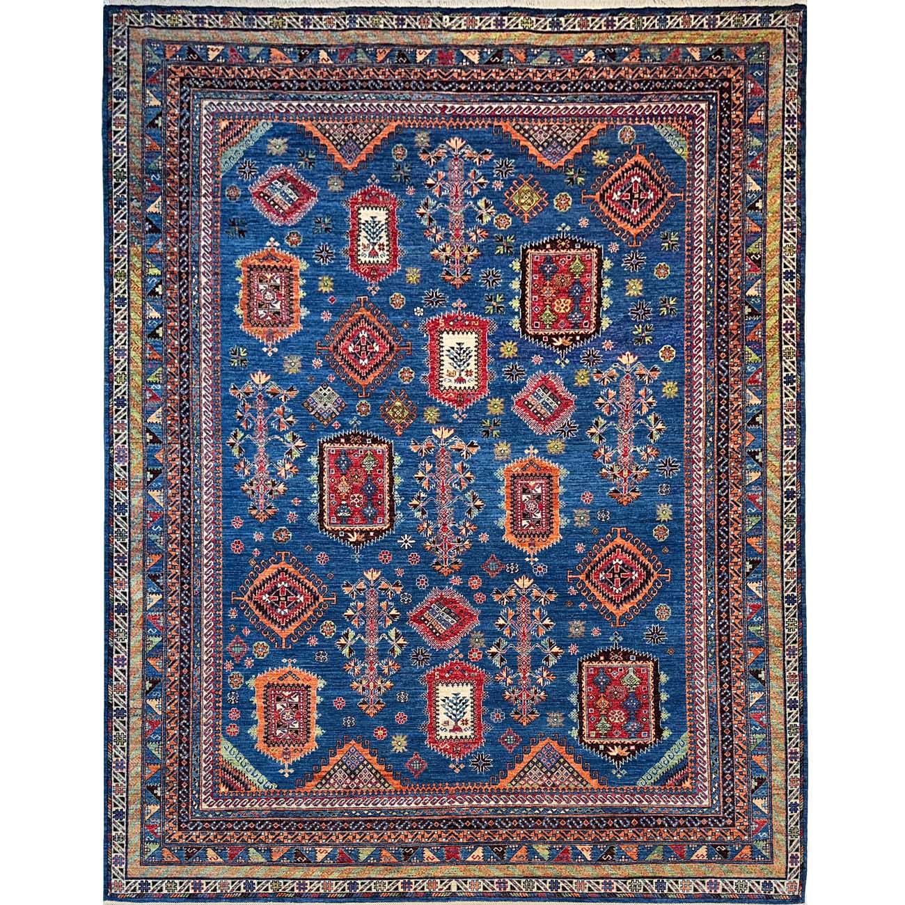 El Dokuma Mavi Beluçi Kabile Afgan Yün Halı (275x360 cm)