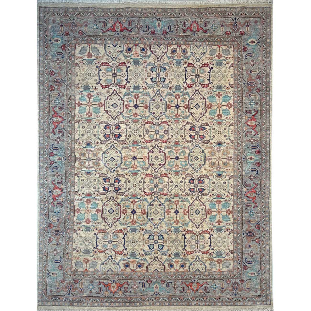El Dokuma Krem Uşak Tasarım Yün Halı (250x300 cm)