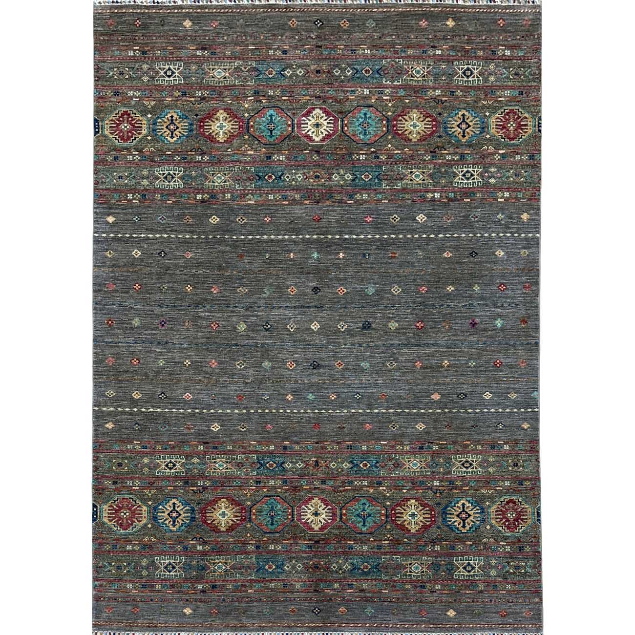 El Dokuma Natural Gri Horcin Kabile Yün Halı (200x290 cm)