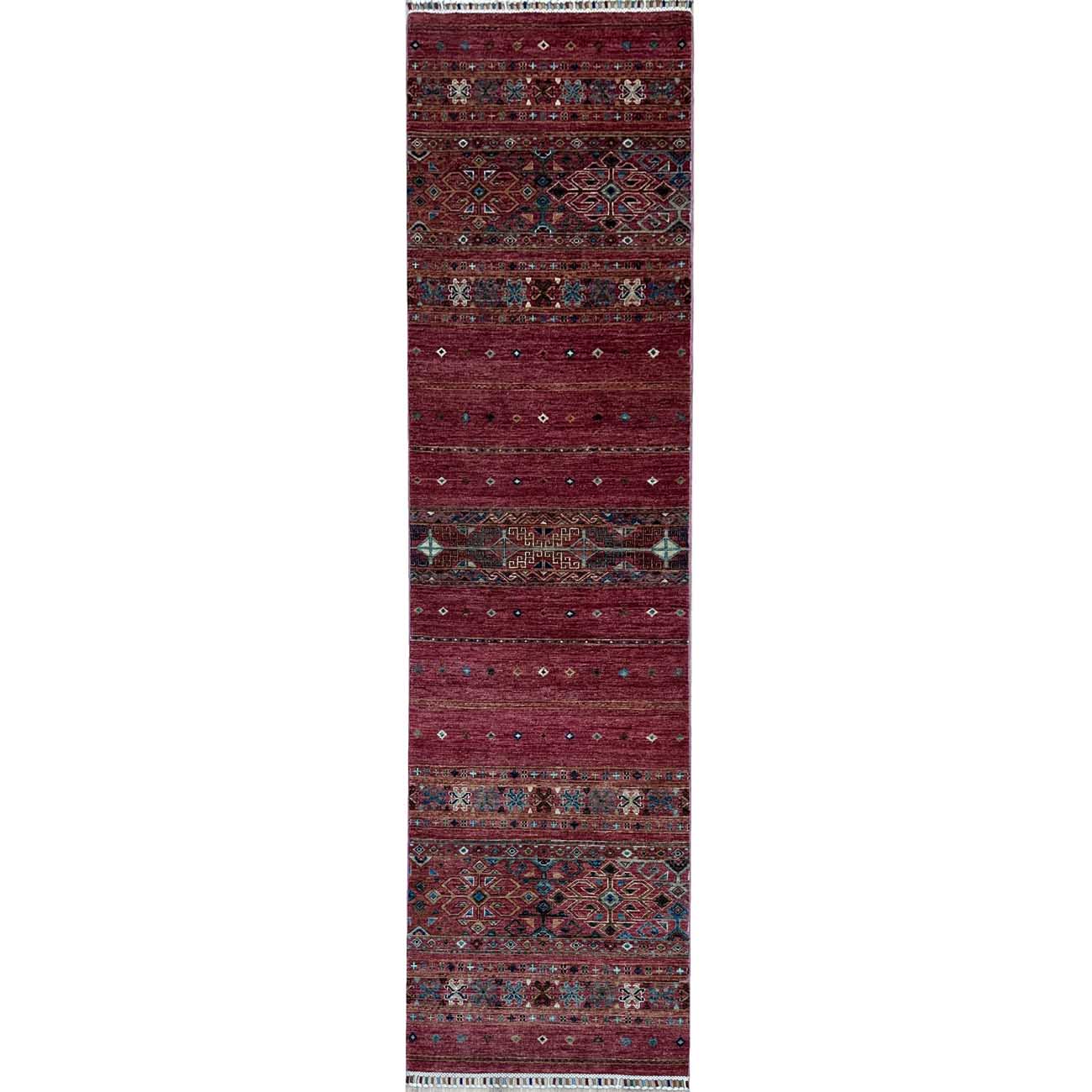 El Dokuma Pembe Bohem Horcin Yün Yolluk Halı (80x300 cm)