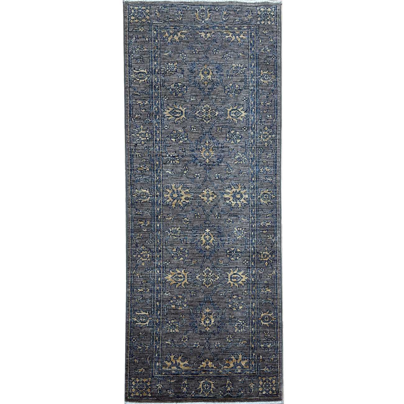 El Dokuma Gri Modern Sultani Yün Halı (75x195 cm)