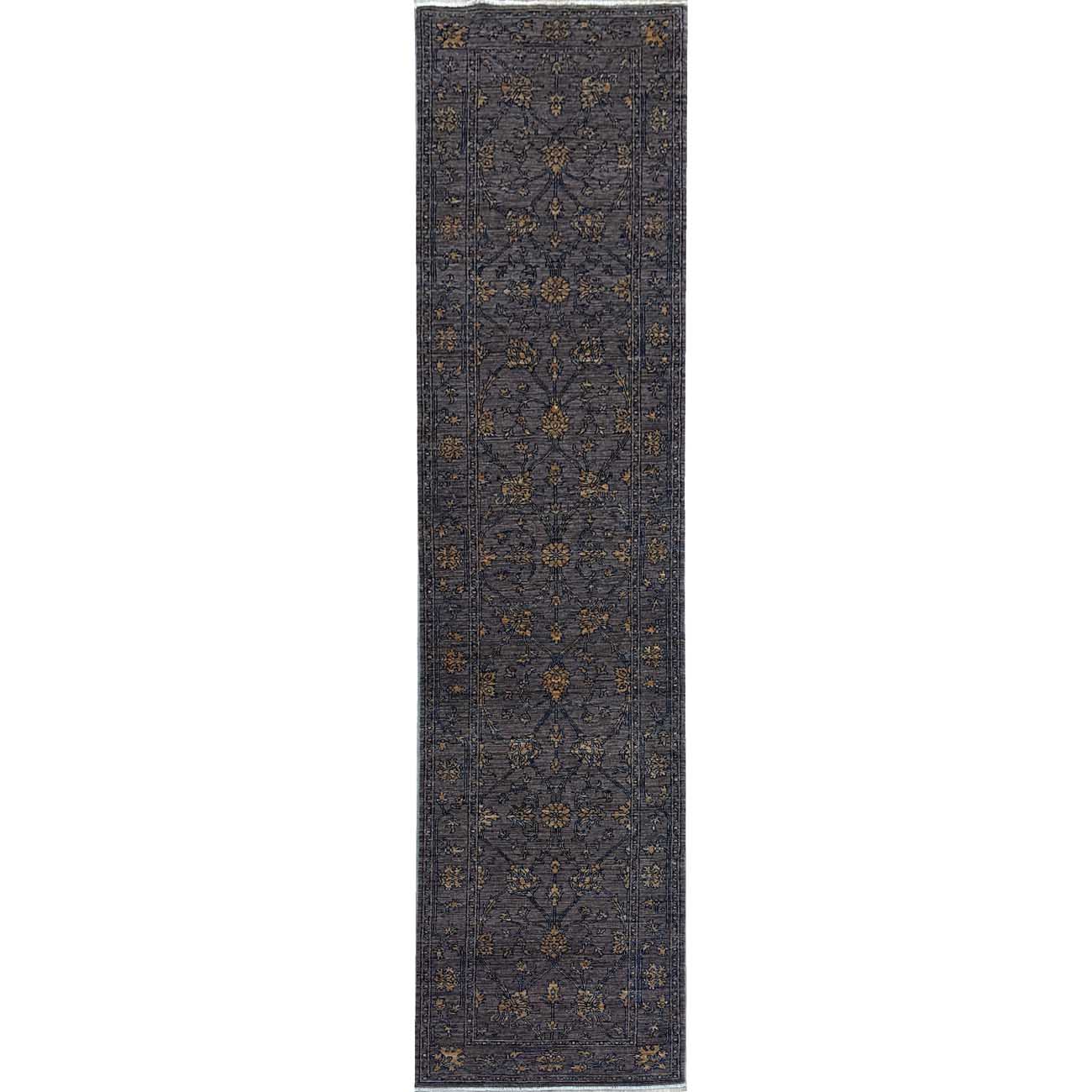 El Dokuma Gri Modern Sultani Yün Halı (75x340 cm)