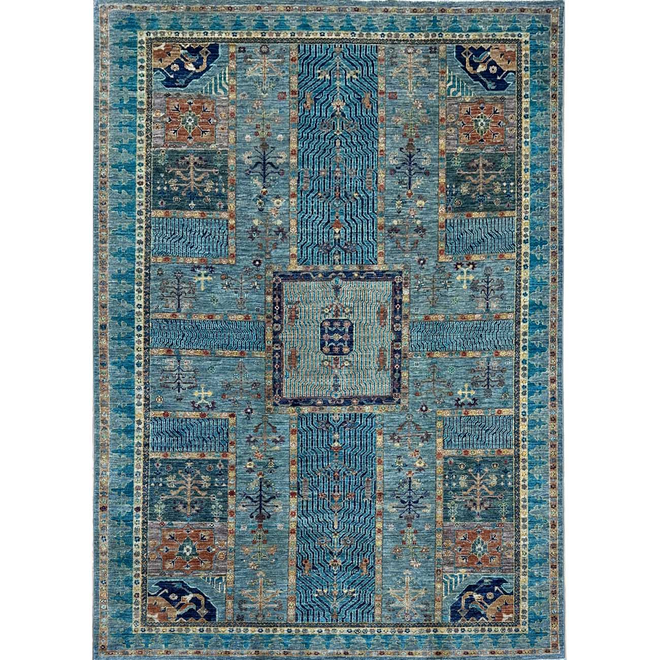 El Dokuma Mavi Kabile Yün Halı (200x290 cm)