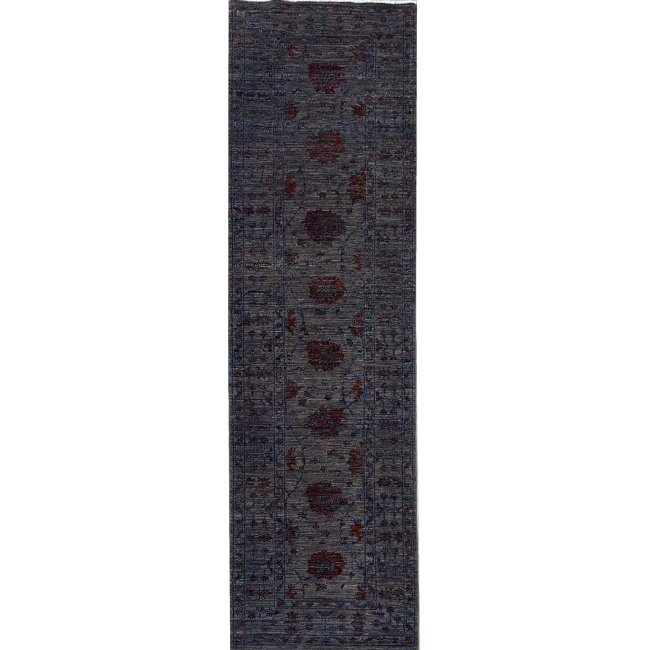 El Dokuma Gri Modern Sultani Yün Halı (85x290 cm)