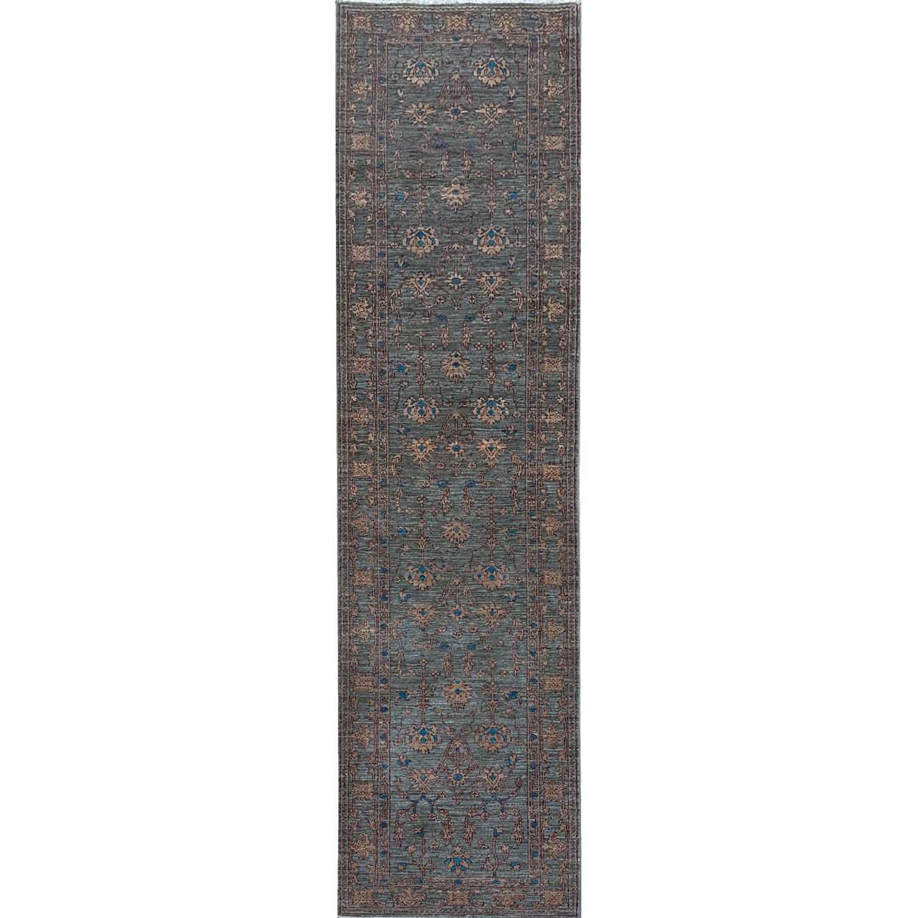 El Dokuma Gri Modern Sultani Yün Halı (80x340 cm)