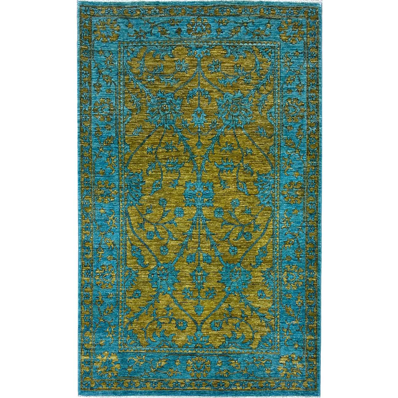El Dokuma Turkuaz Modern Sultani Yün Halı (125x200 cm)
