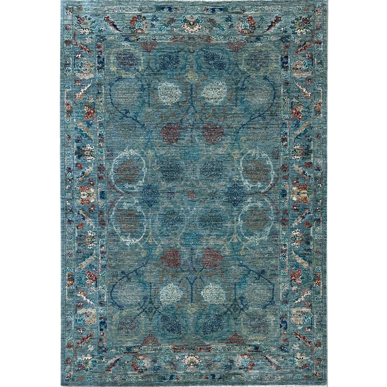 El Dokuma Mavi Modern Sultani Yün Halı (165x235 cm)