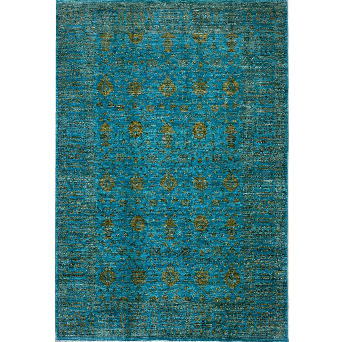 El Dokuma Turkuaz Modern Sultani Yün Halı (200x300 cm)
