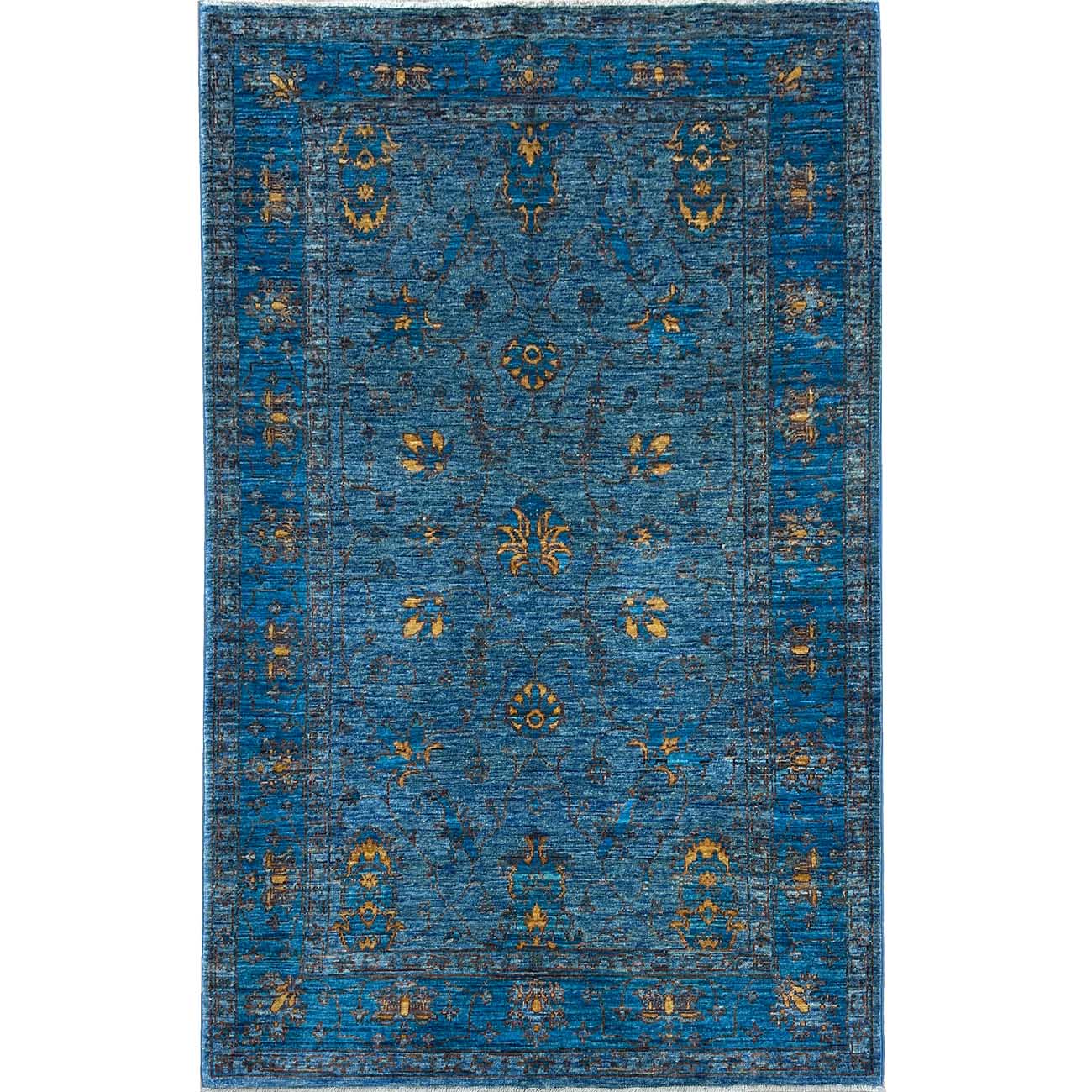 El Dokuma Mavi Modern Sultani Yün Halı (120x190 cm)