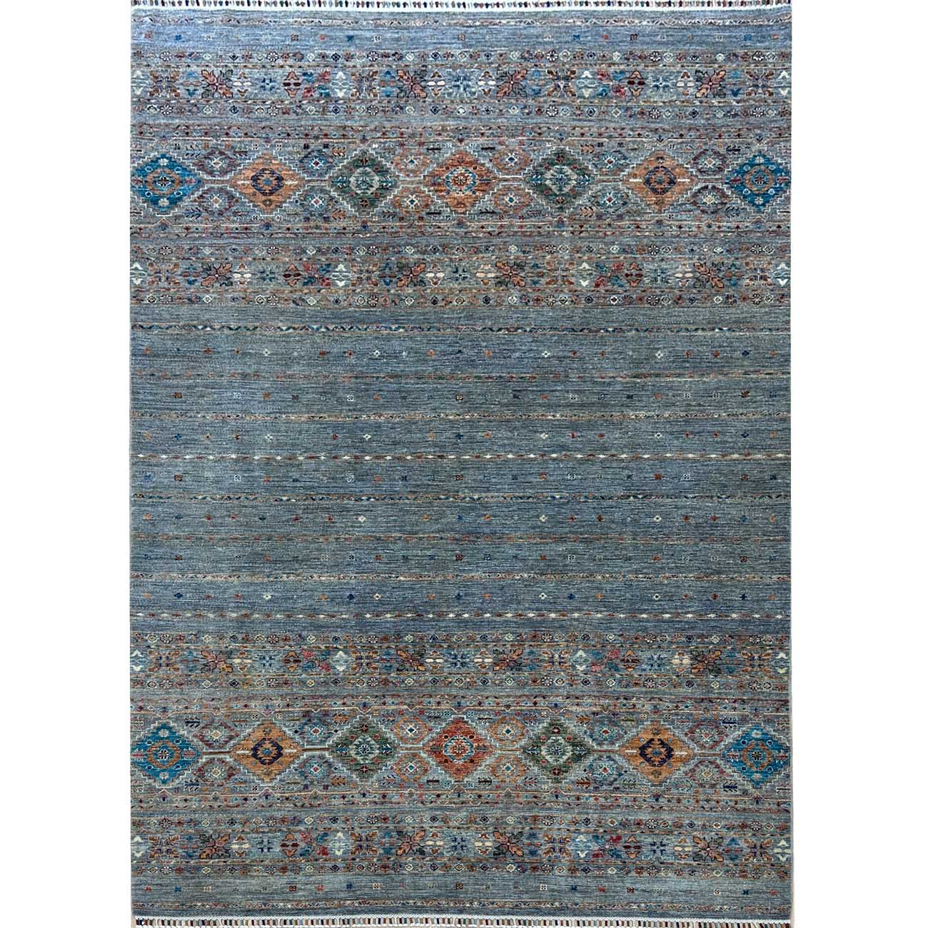El Dokuma Natural Gri Horcin Kabile Yün Halı (210x300 cm)