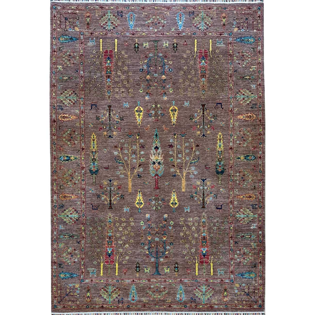 El Dokuma Hayat Ağacı Kabile Yün Halı (200x300 cm)
