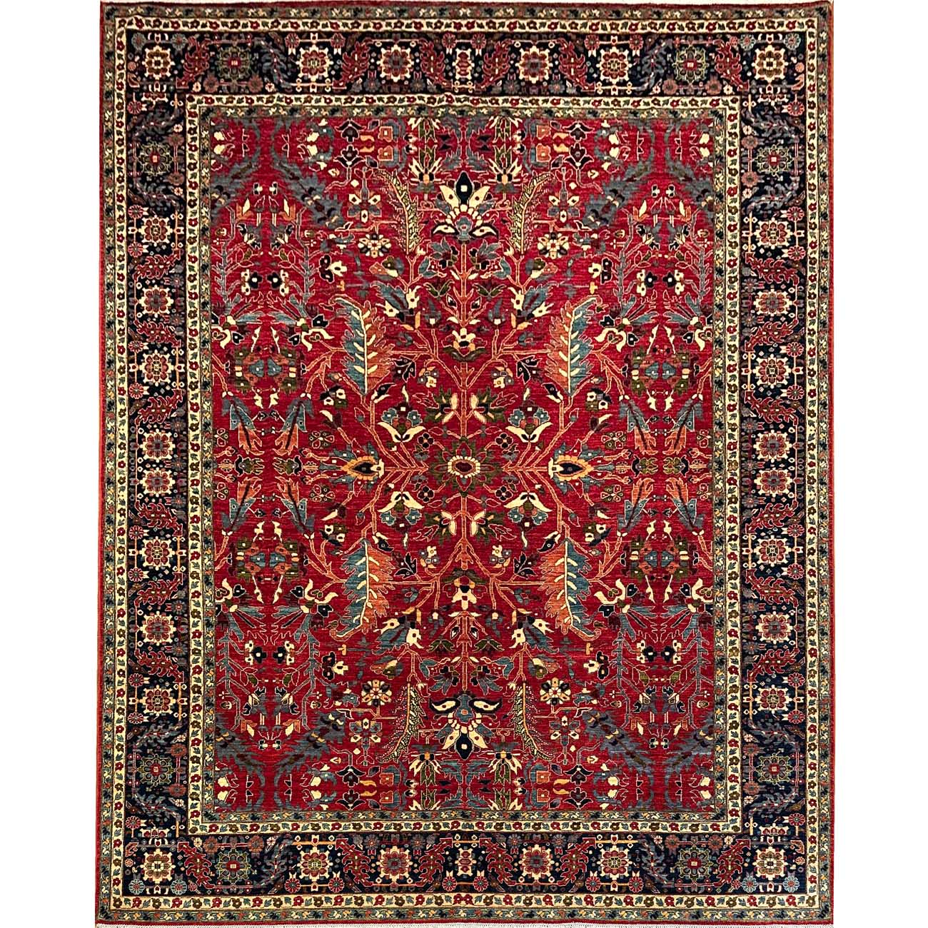 El Dokuma Kırmızı İran Heris Yün Halı (300x425 cm)