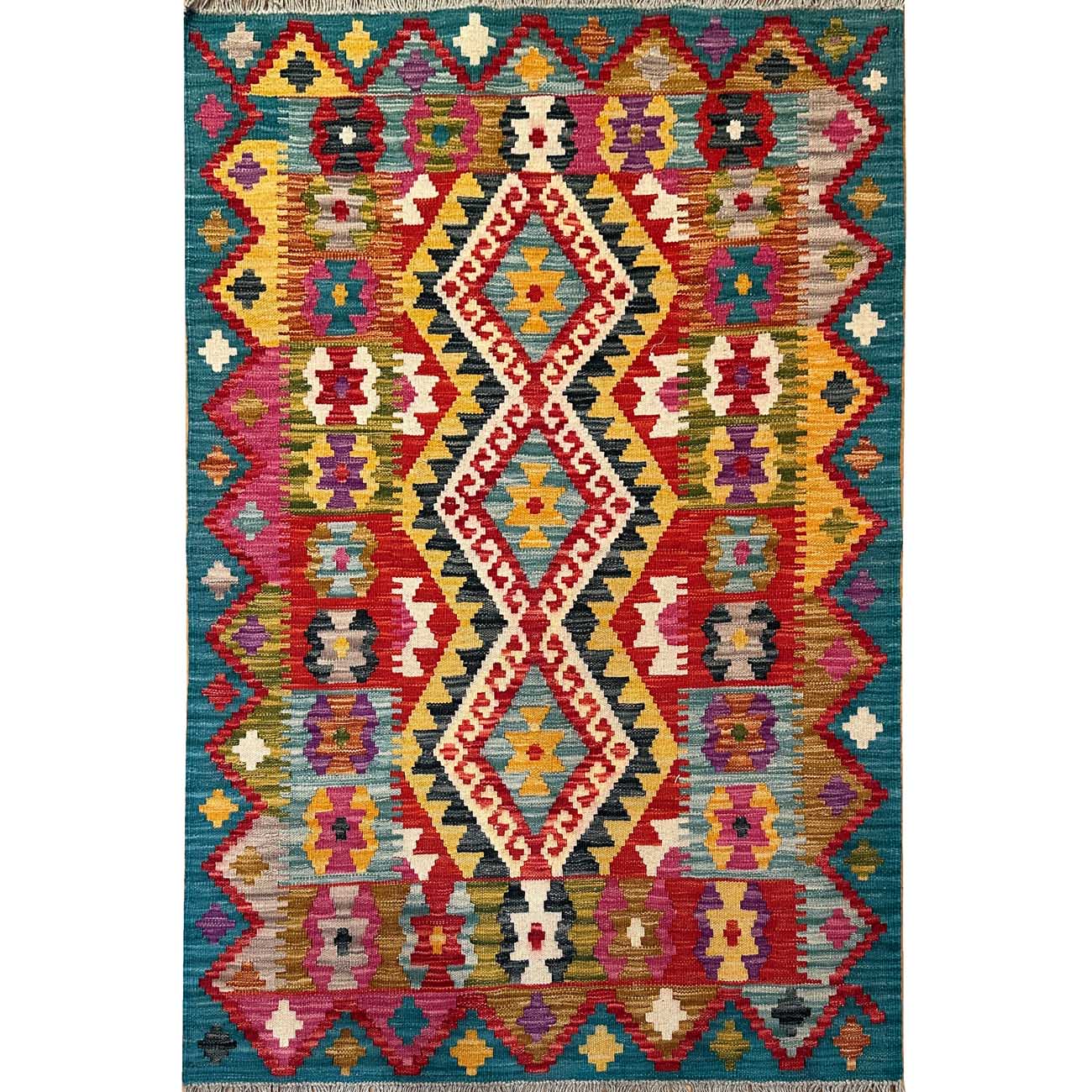 El Dokuma Anadolu Desenli Yün Kilim (100x145 cm)