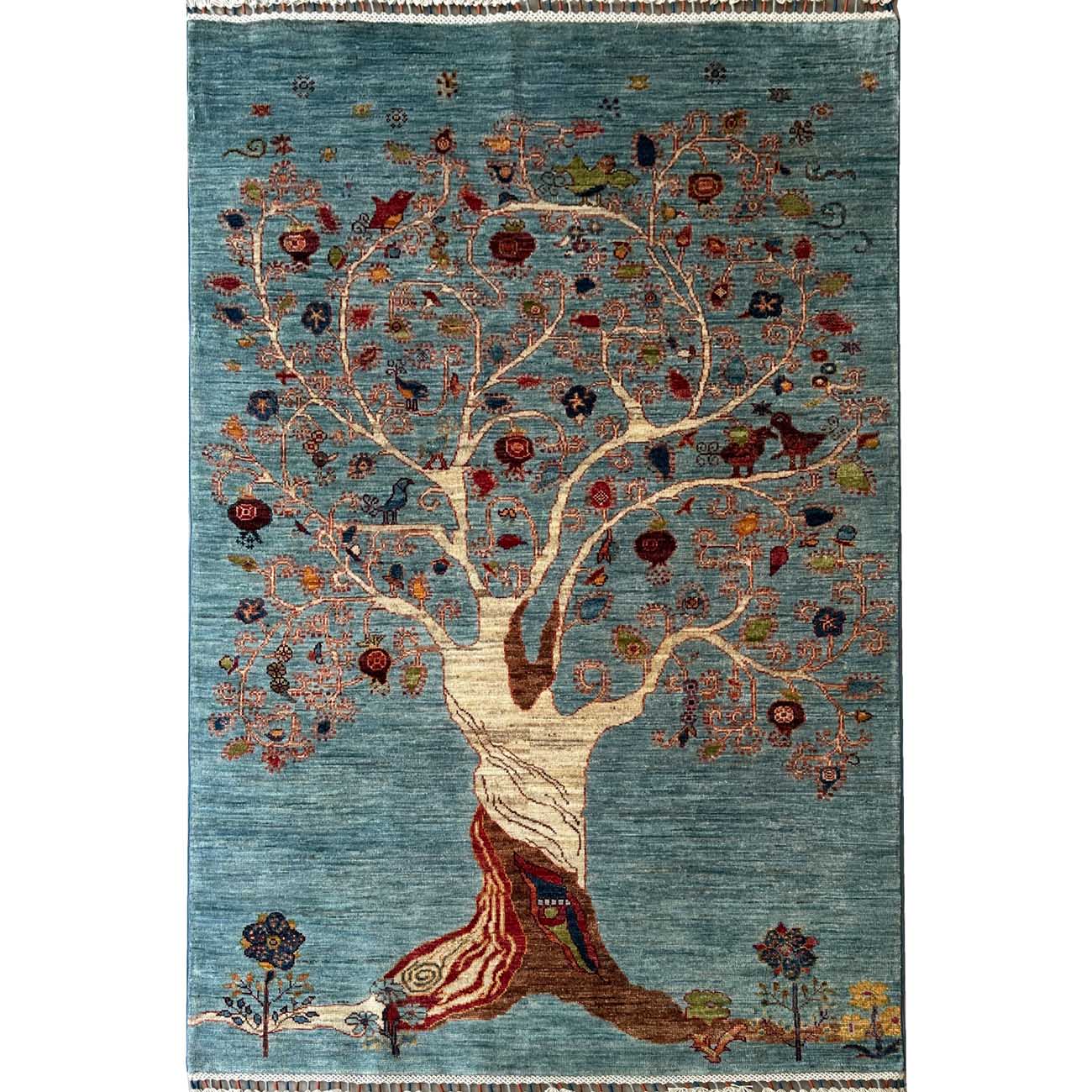 El Dokuma Hayat Ağacı Yün Halı (120x170 cm)