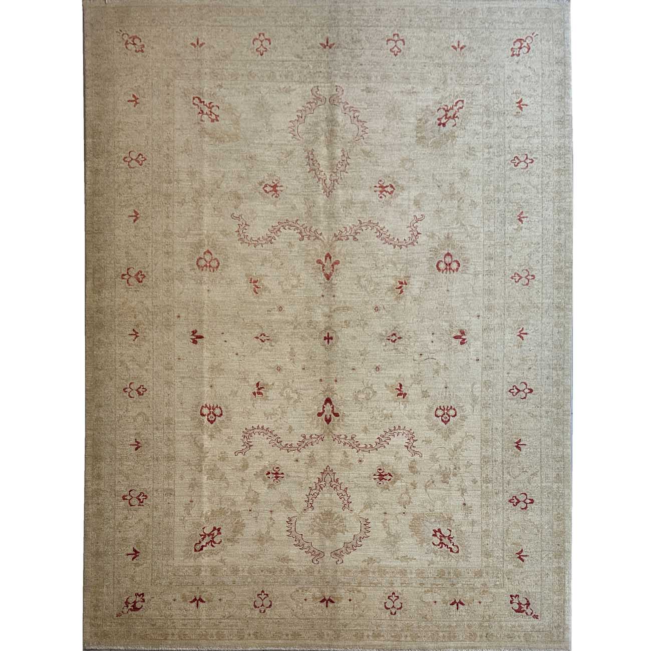El Dokuma Bej Uşak Yün Halı (195x290 cm)