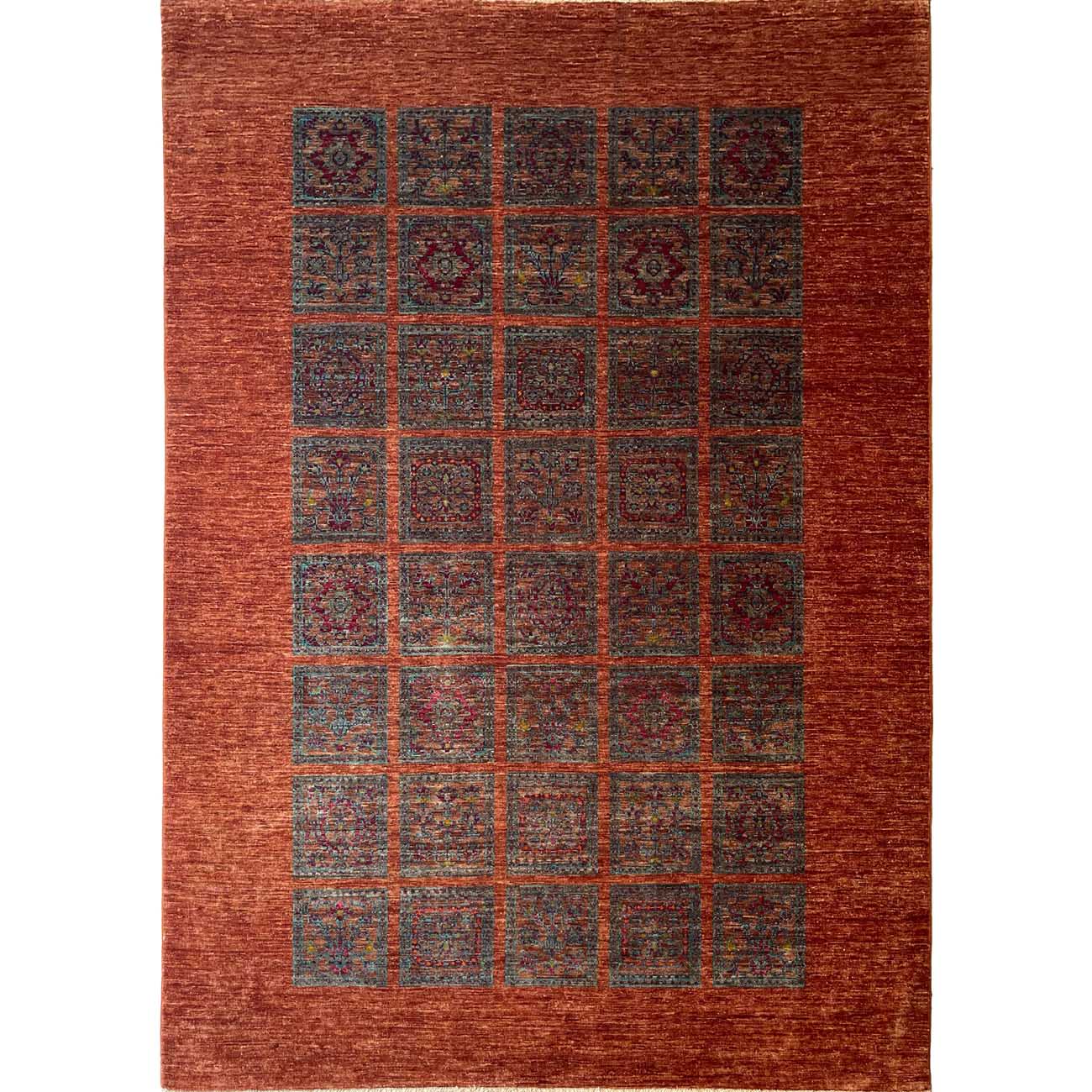 El Dokuma Turuncu Bahtiyar Kabile Yün Halı (170x240 cm)