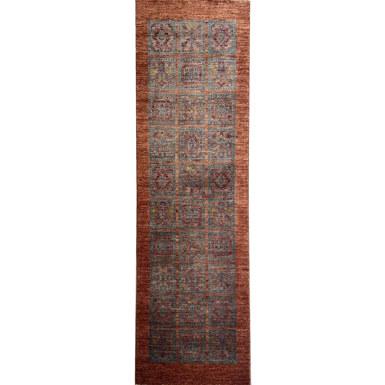 El Dokuma Turuncu Bahtiyar Yün Yolluk Halı (80x250 cm)