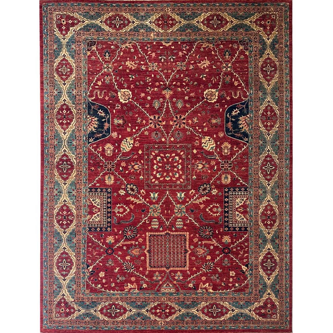 El Dokuma Kırmızı Floral İran Yün Halı (240x340 cm)