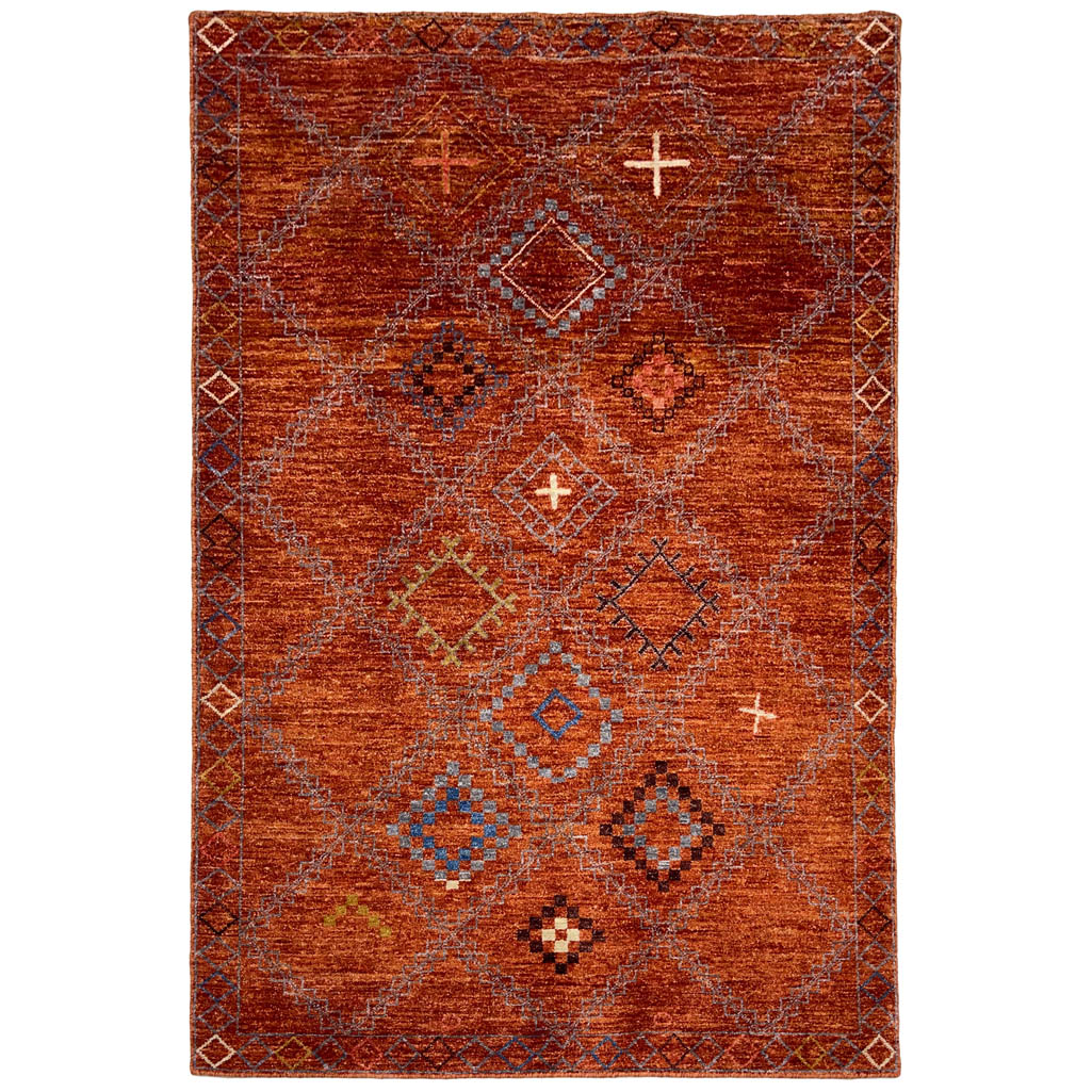 El Dokuma Turuncu Modern Yün Halı (120x185 cm)