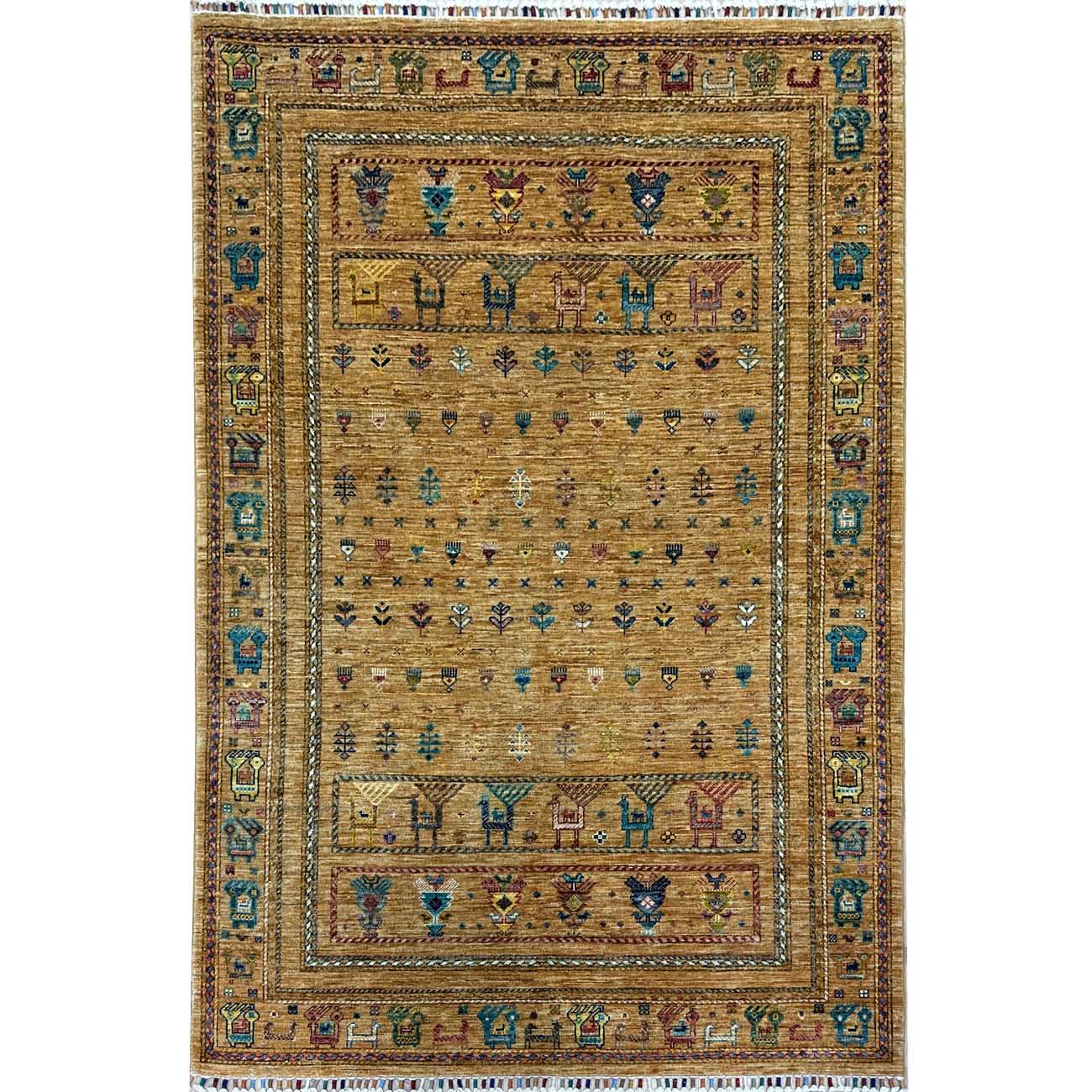 El Dokuma Figürlü Kabile Yün Halı (145x205 cm)