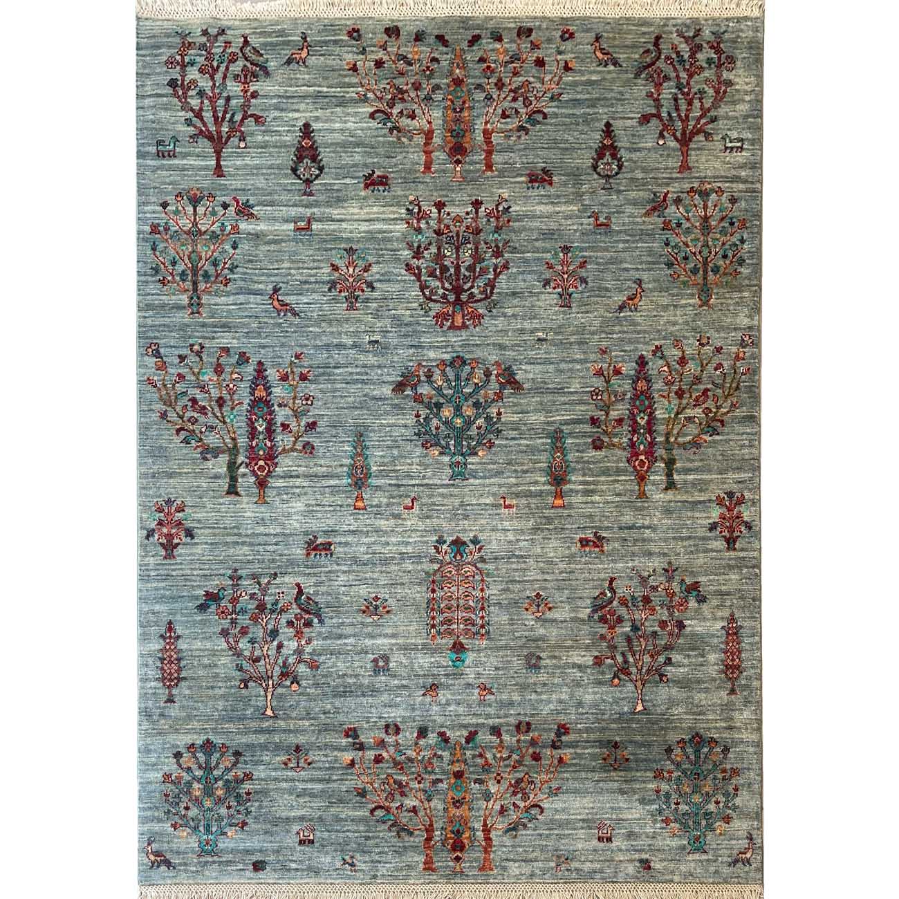 El Dokuma Ağaç Motifli Kabile Yün Halı (150x200 cm)