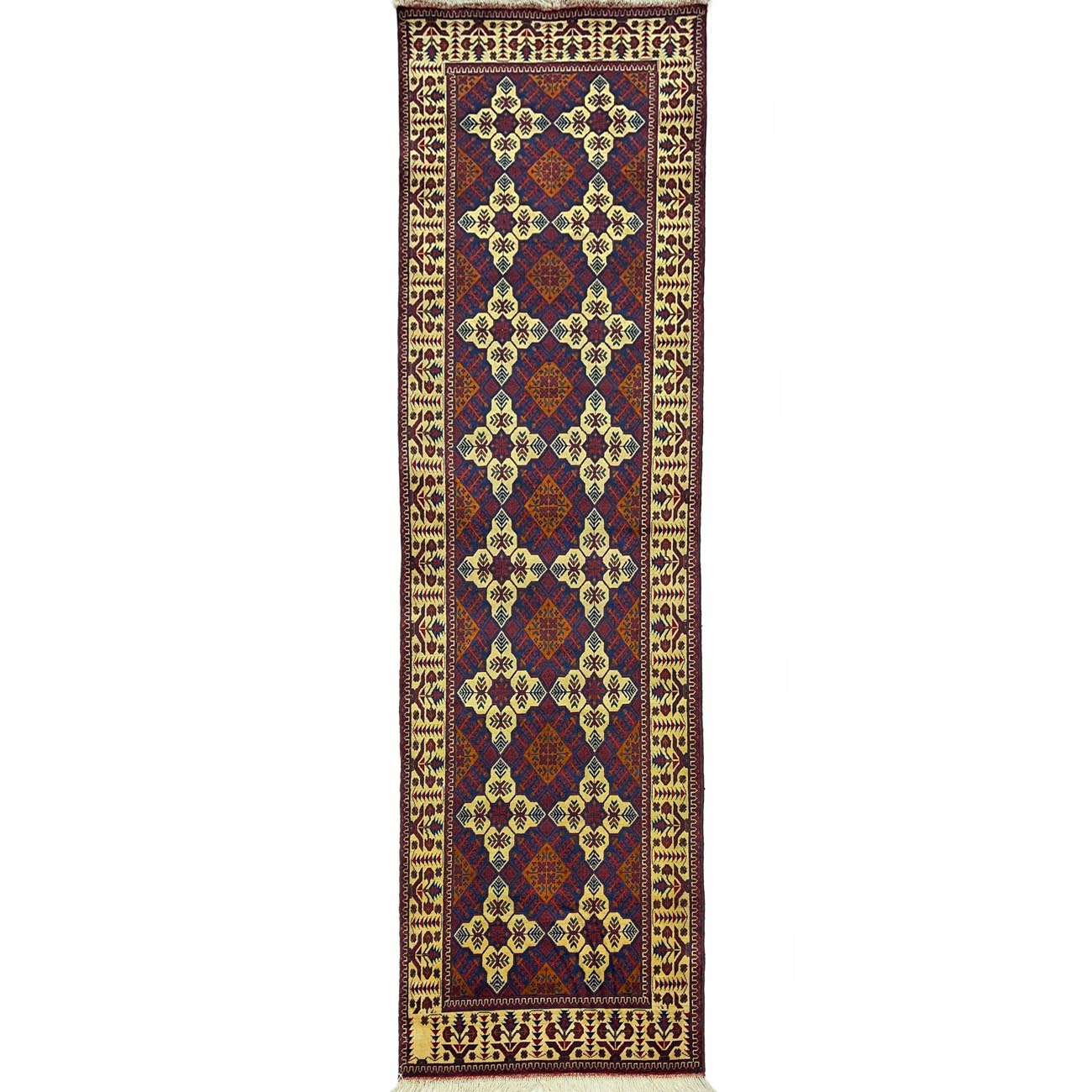 El Dokuma Afgan Bilicik İnce Dokuma Yün Yolluk Halı (80x295 cm)