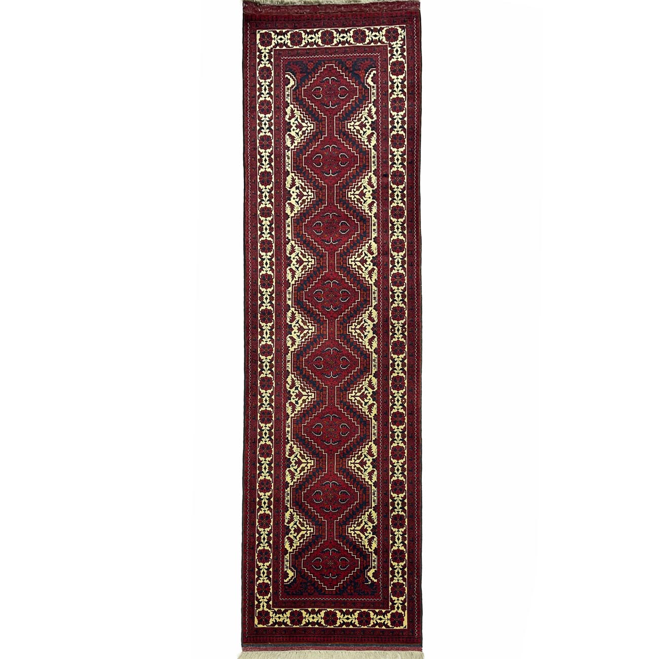 El Dokuma Afgan Bilicik İnce Dokuma Yün Yolluk Halı (80x290 cm)
