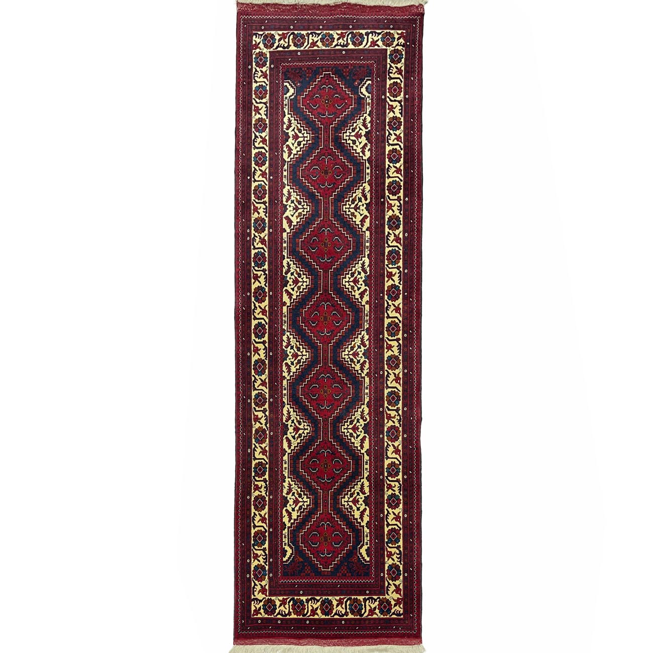 El Dokuma Afgan Bilicik İnce Dokuma Yün Yolluk Halı (85x275 cm)