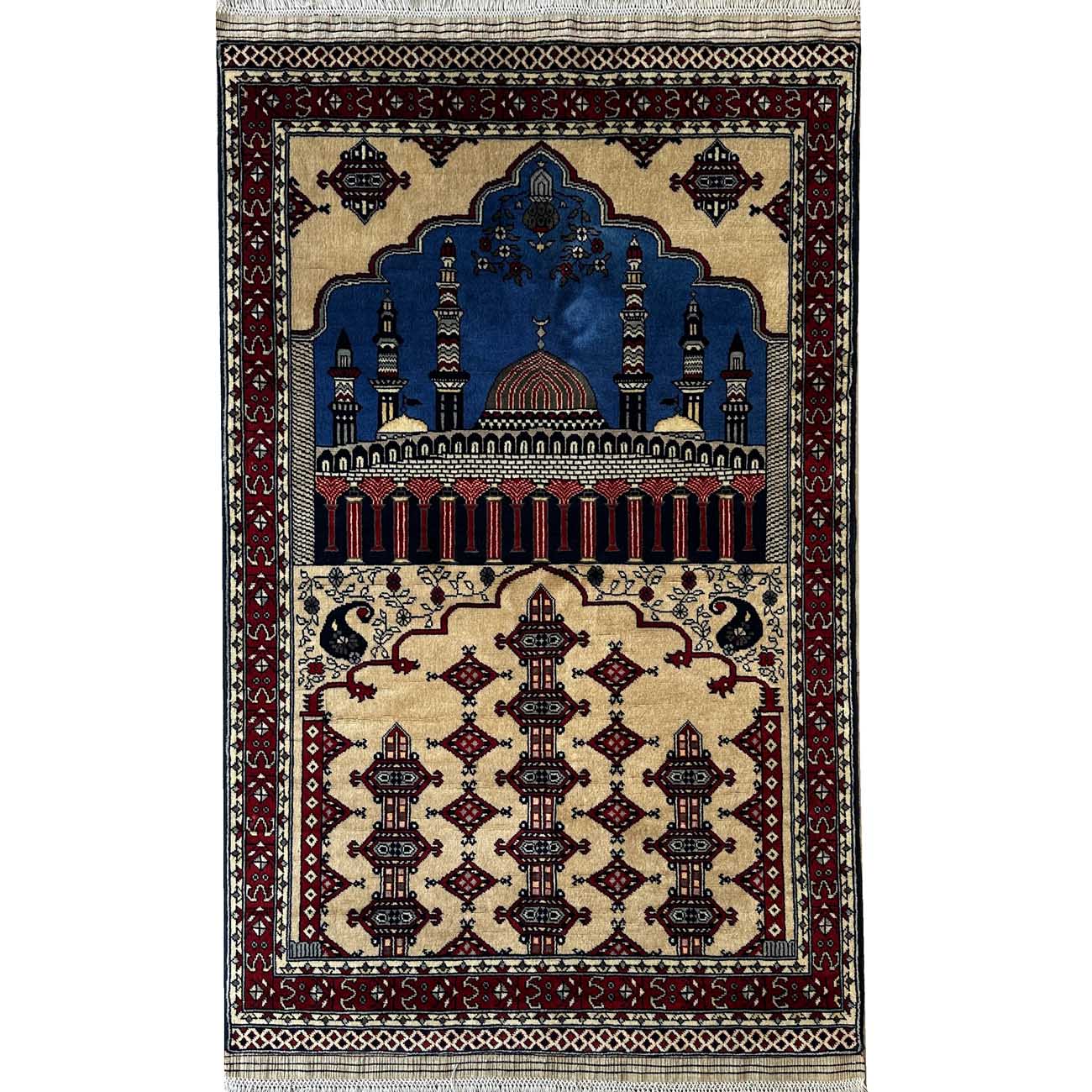 El Dokuma Afgan Bilicik Seccade Yün Halı (90x130 cm)