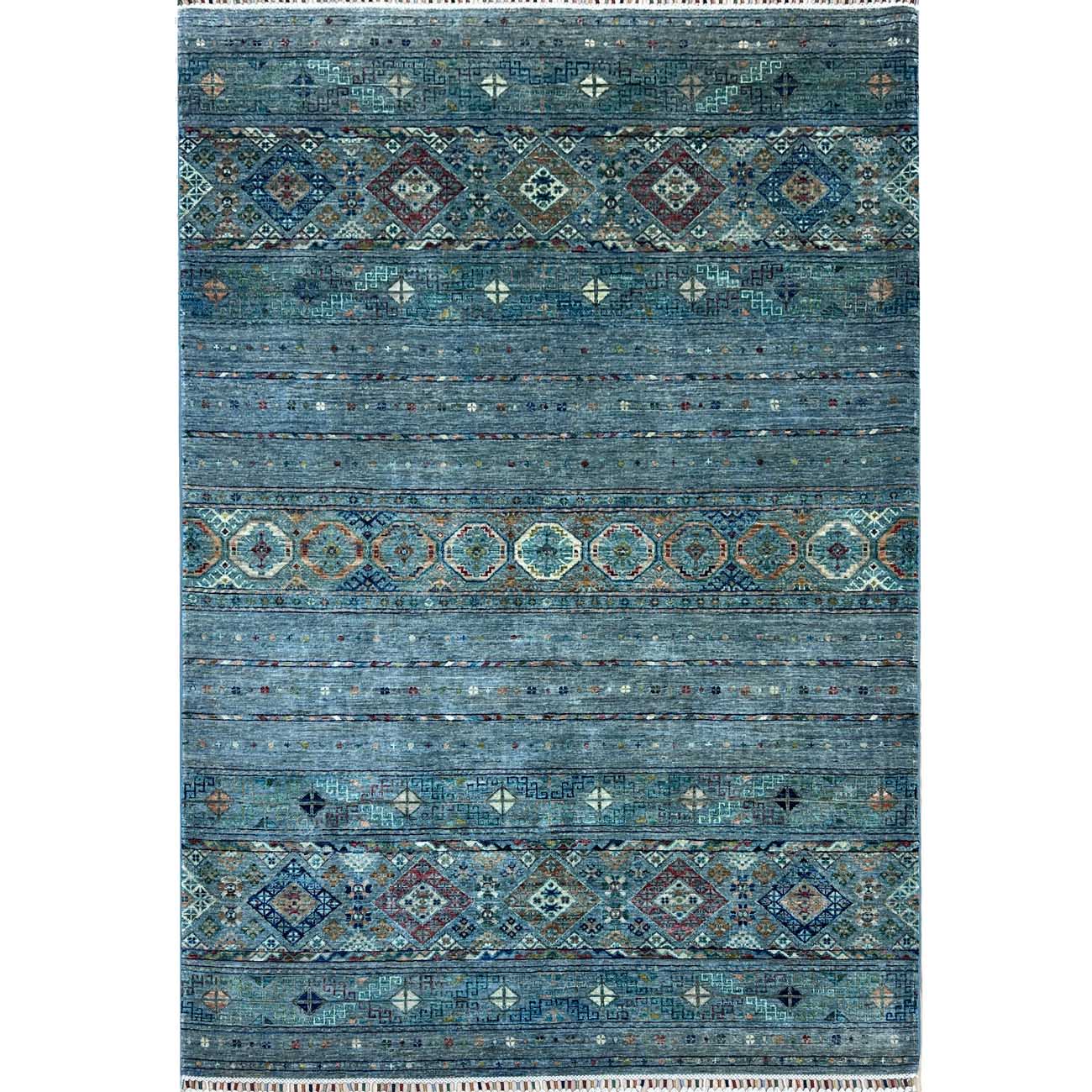 El Dokuma Mavi Horcin Kabile Yün Halı (170x235 cm)